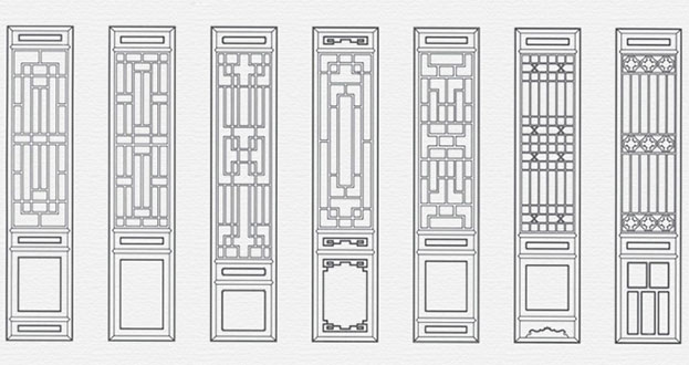 浈江常用中式仿古花窗图案隔断设计图