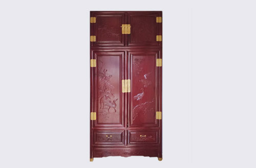 浈江高端中式家居装修深红色纯实木衣柜